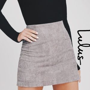Lulu’s High Class Light Grey Corduroy Mini Skirt